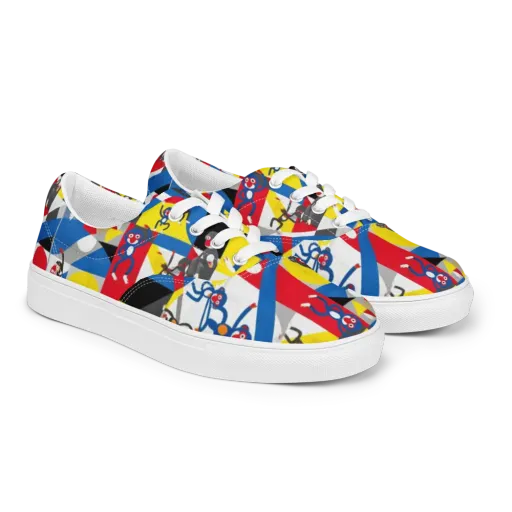 Primate Geometry on a Men's Lace-Up Canvas Shoes