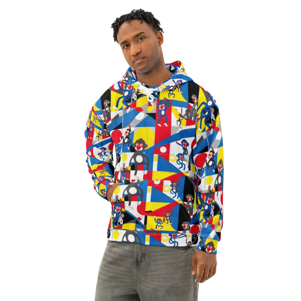 Primate Geometry on Cotton Hoodie — Left Front