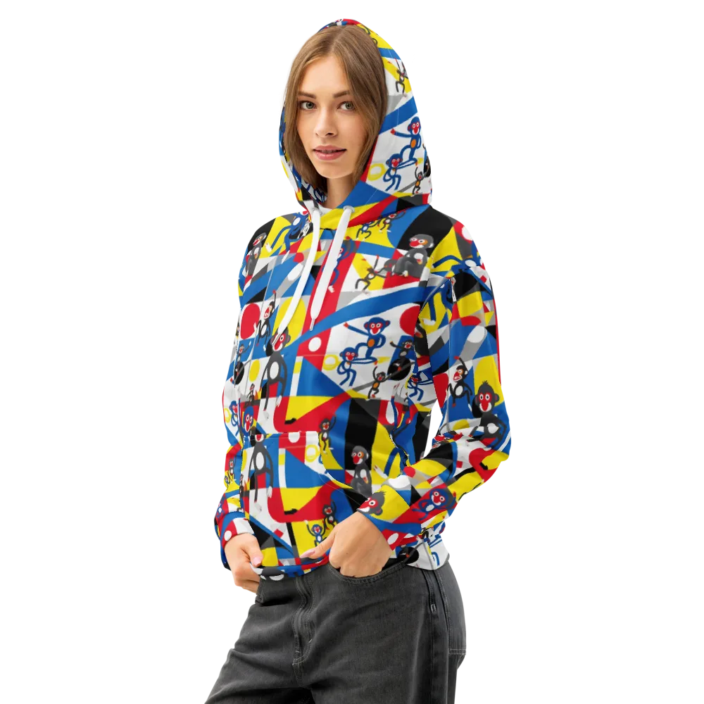 Primate Geometry on Cotton Hoodie — Left Front