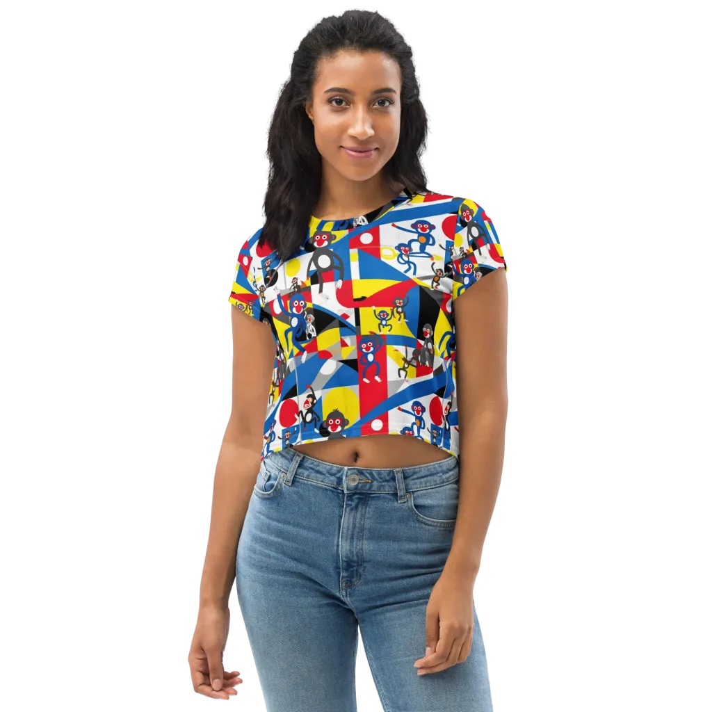 Primate Geometry on Crop Tee — Front