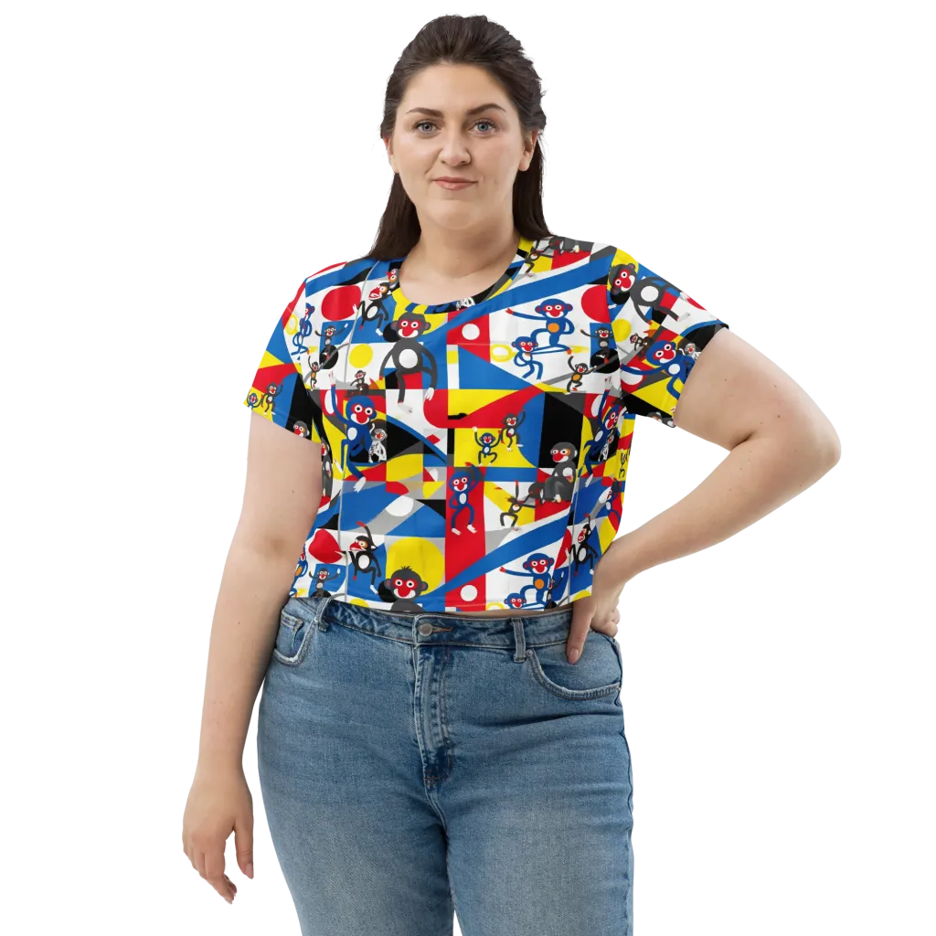 Primate Geometry on Crop Tee — Front