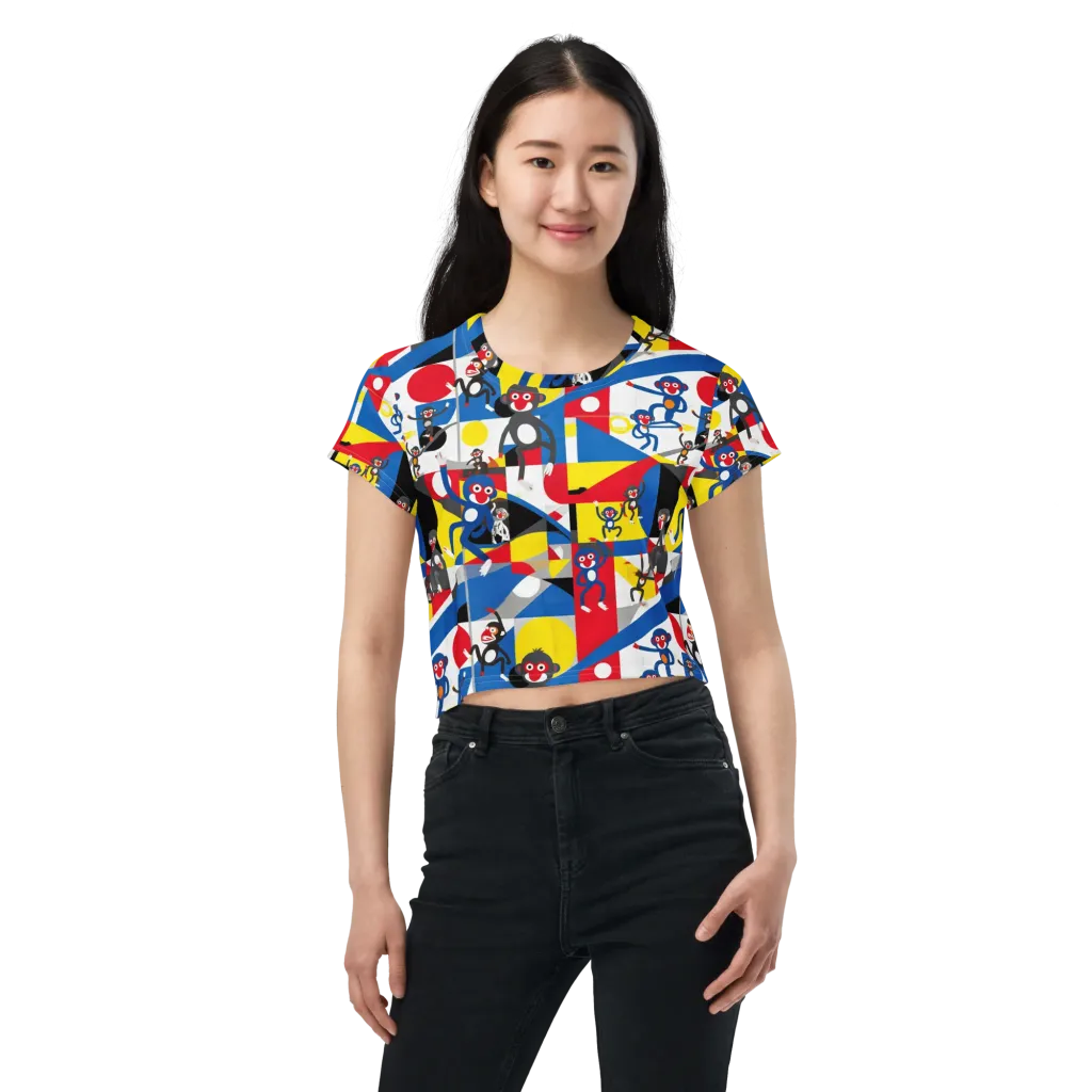 Primate Geometry on Crop Tee — Front