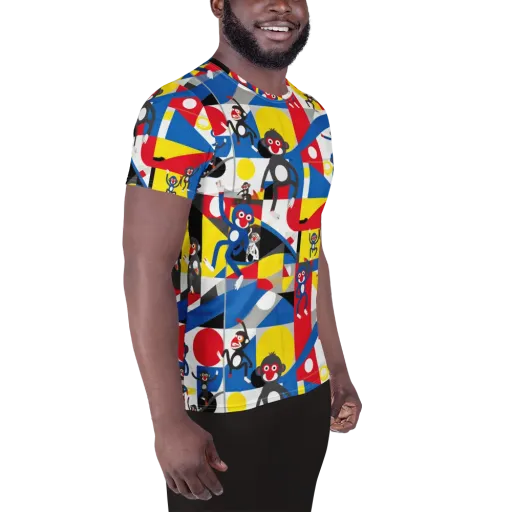 Primate Geometry on a Men's Athletic T-Shirt