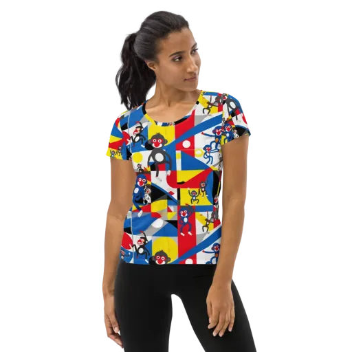 Primate Geometry on a Women's Athletic T-Shirt
