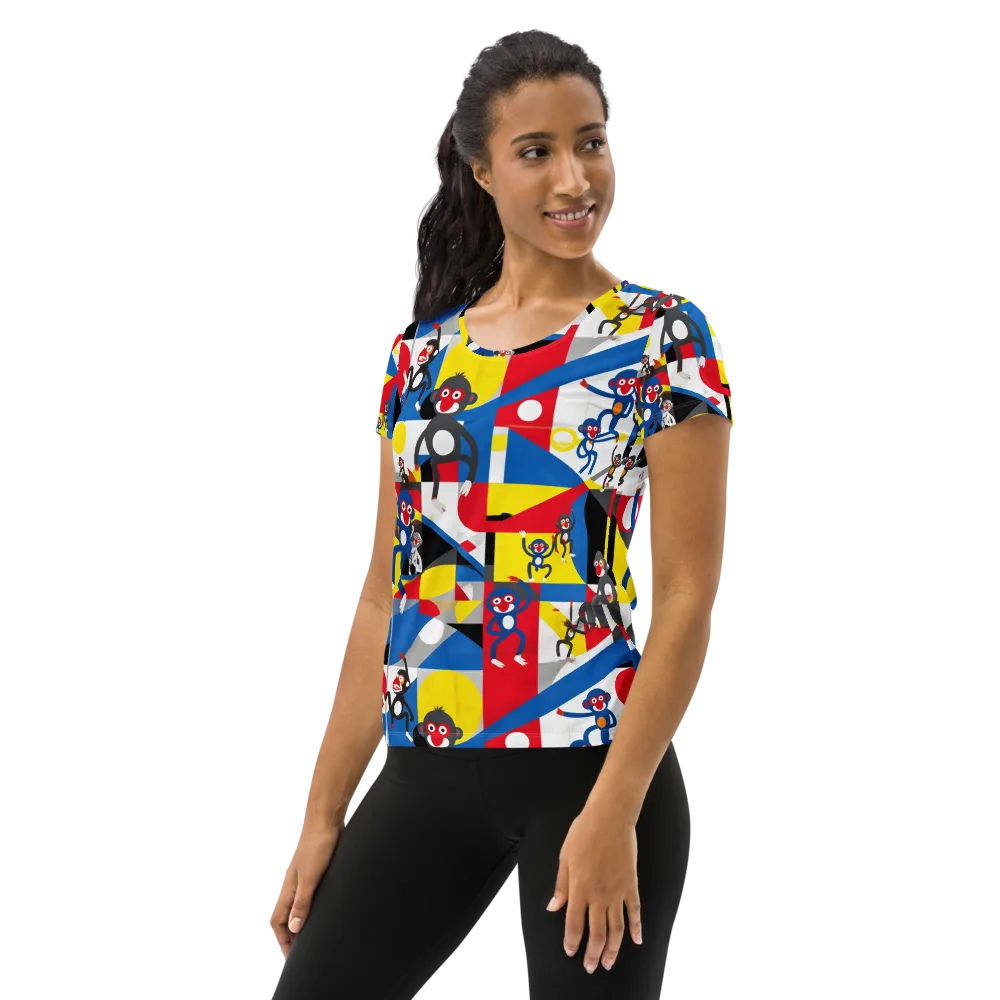 Primate Geometry on Women's Athletic T-Shirt — Left