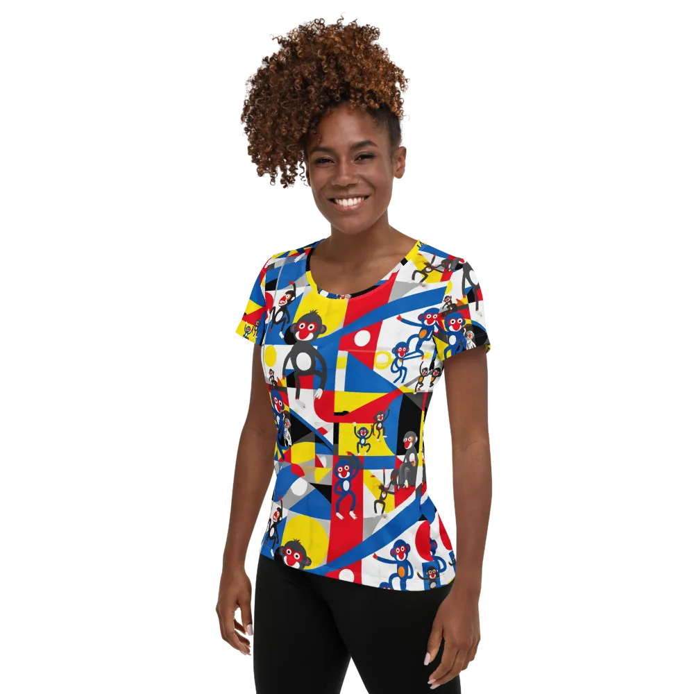 Primate Geometry on Women's Athletic T-Shirt — Left