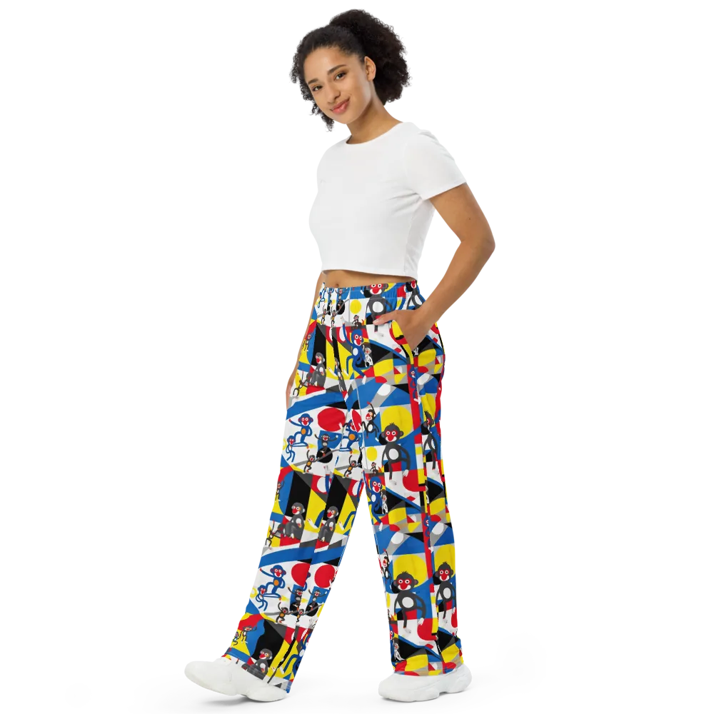 Primate Geometry on Wide-Leg Pants — Left Front