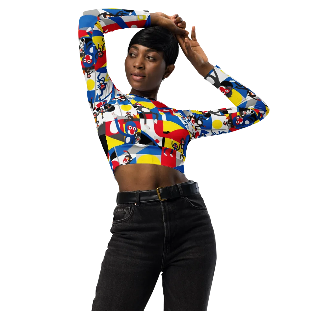 Primate Geometry on Long Sleeve Crop Top — Front
