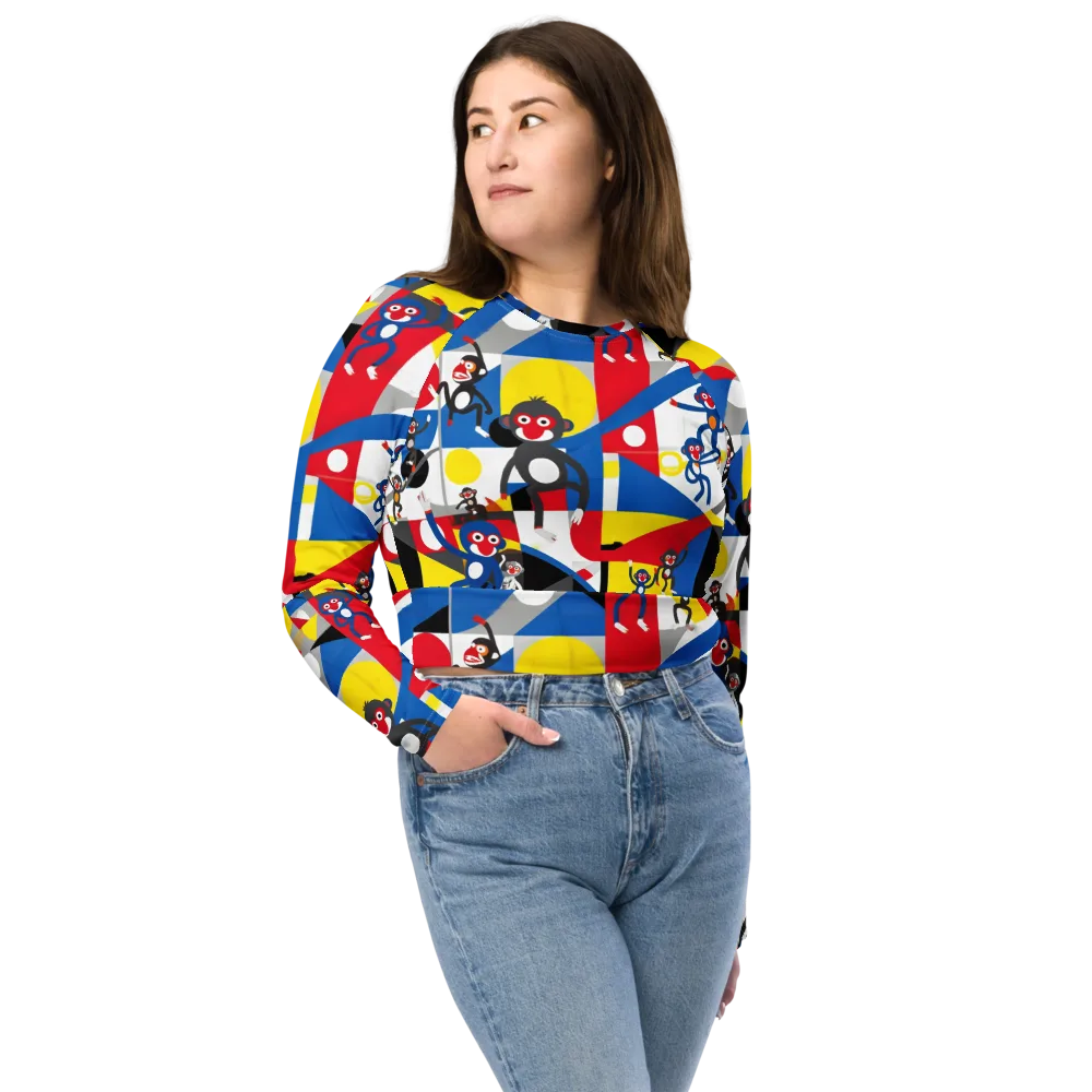 Primate Geometry on Long Sleeve Crop Top — Front