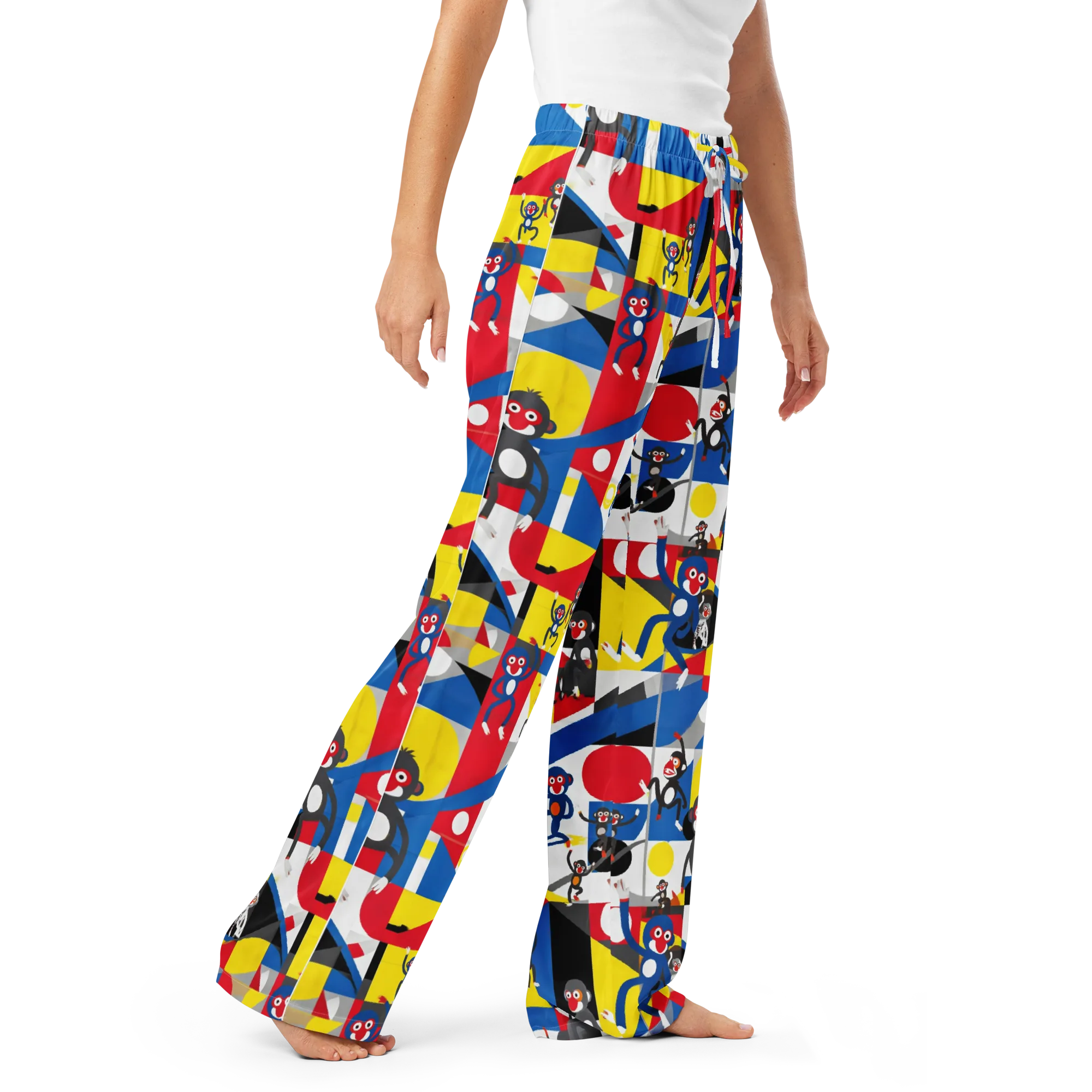 Primate Geometry on Women's Pajama Pants — Right Front