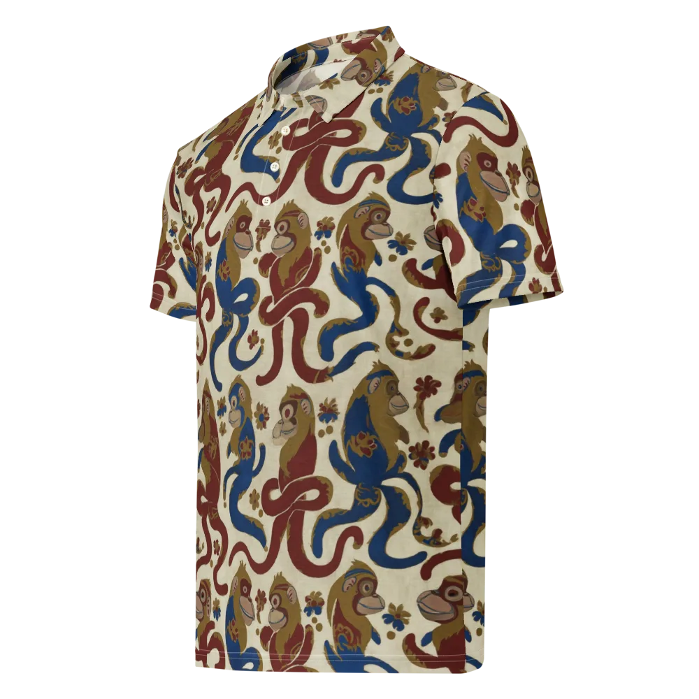 Carnival Macaque on Men's Slim Fit Polo Shirt — Left Front