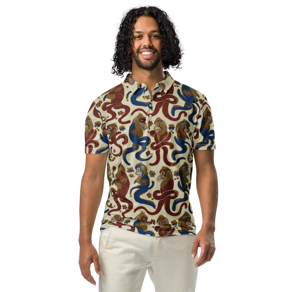 Carnival Macaque on Men's Slim Fit Polo Shirt — Front
