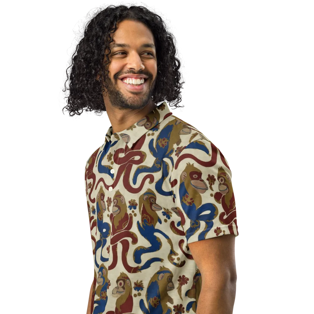 Carnival Macaque on Men's Slim Fit Polo Shirt — Left Front