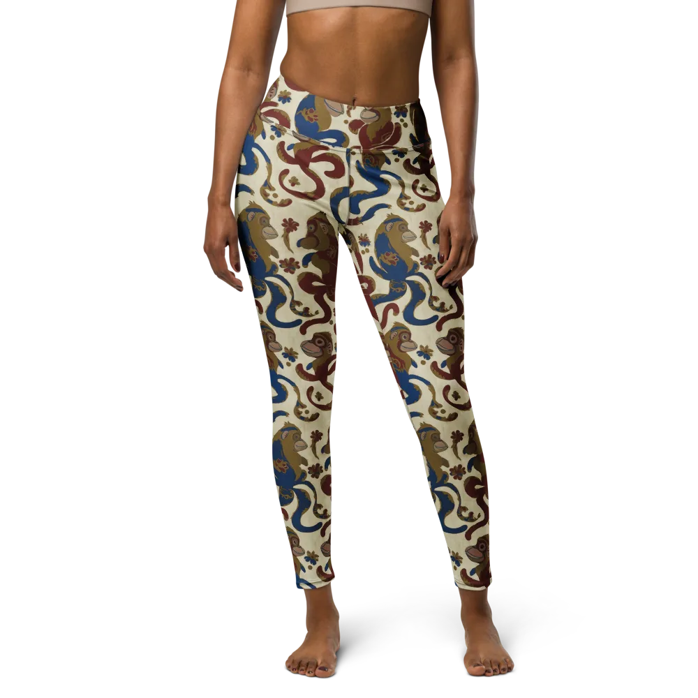 Carnival Macaque on Yoga Leggings — Front