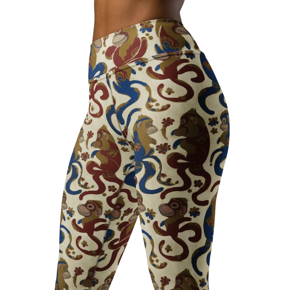 Carnival Macaque on Yoga Leggings — Left Front