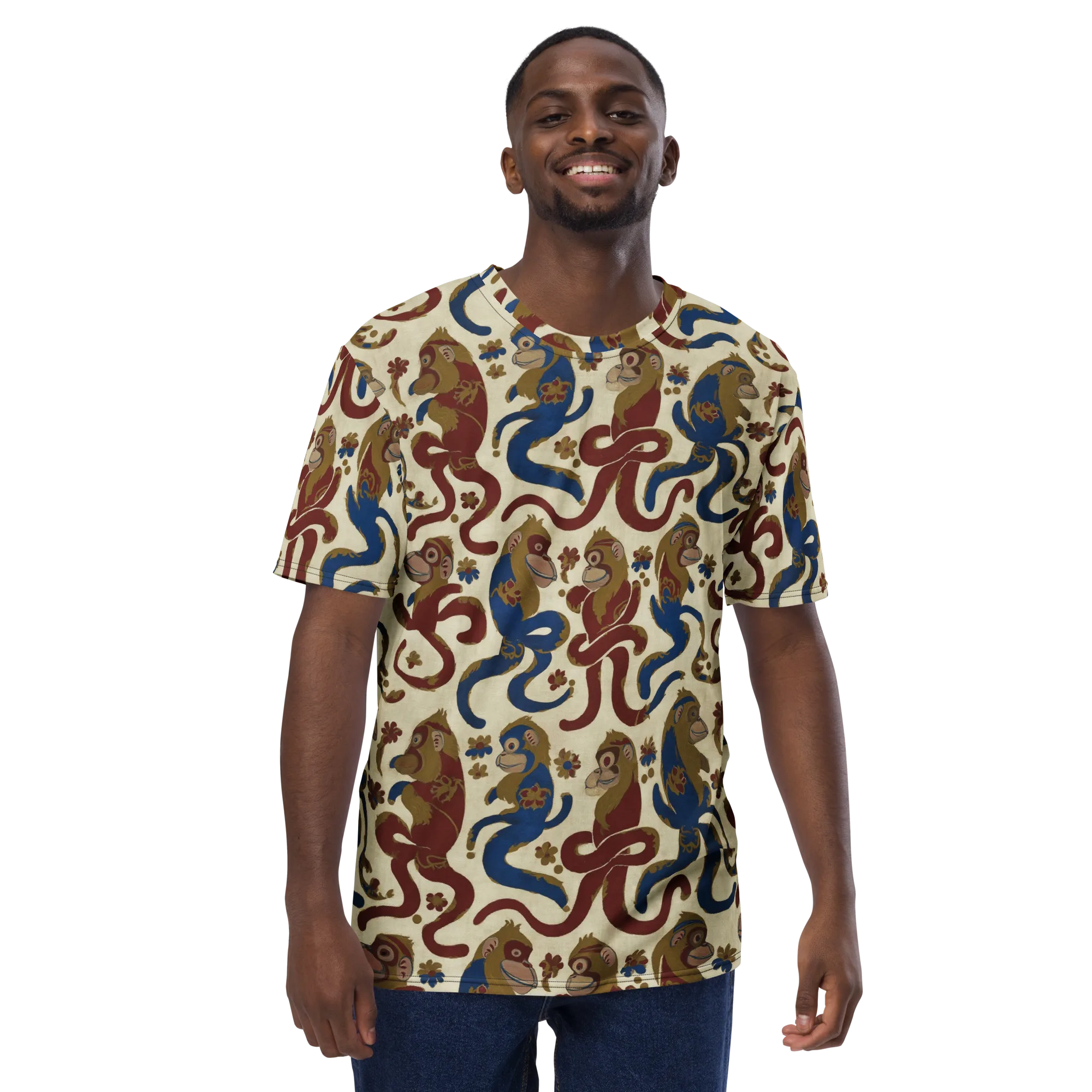 Carnival Macaque on Men's Crew Neck T-Shirt — Front