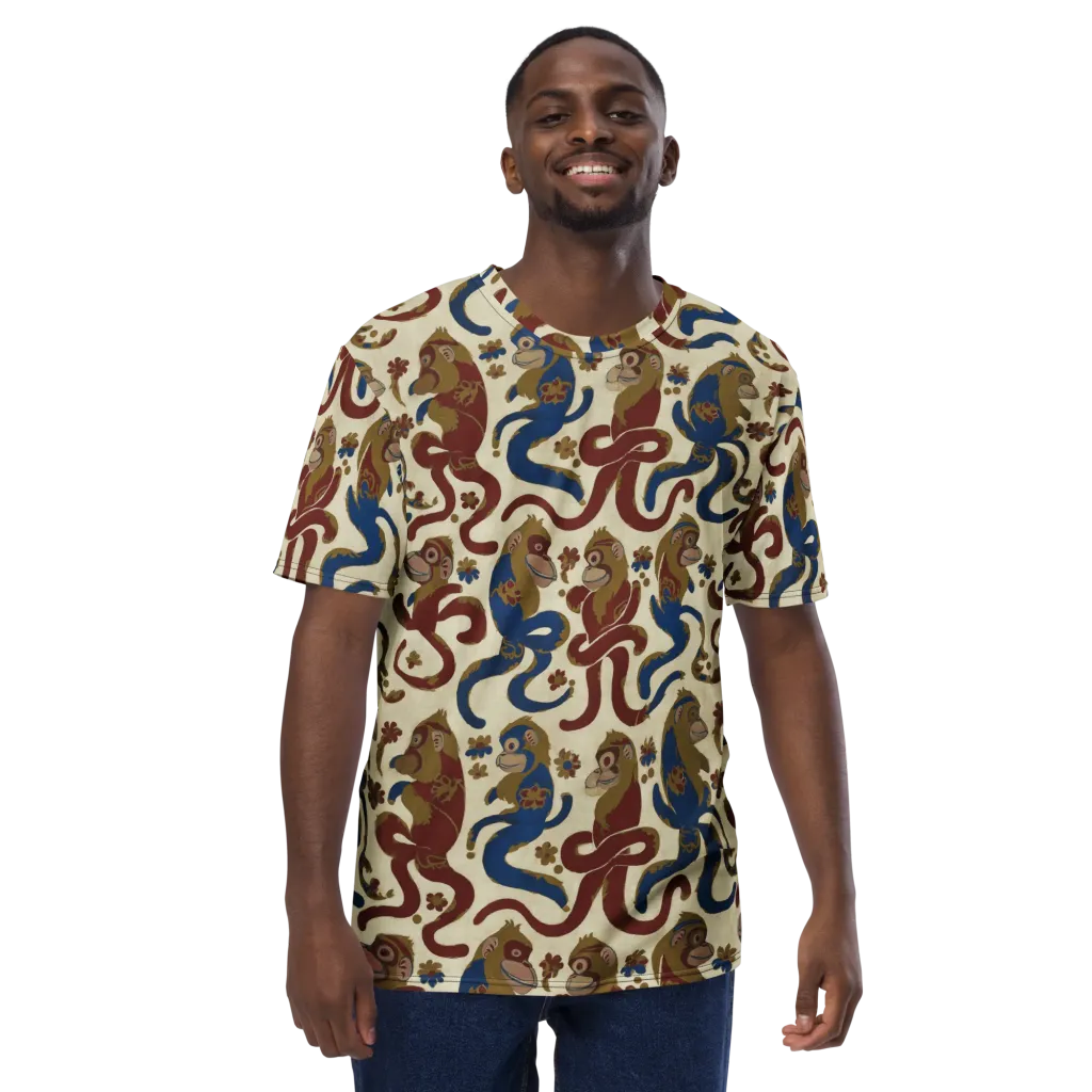 Carnival Macaque on Men's Crew Neck T-Shirt — Front
