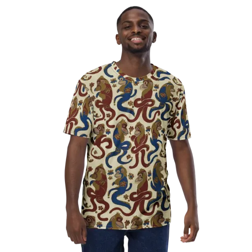 Carnival Macaque on a Men's Crew Neck T-Shirt