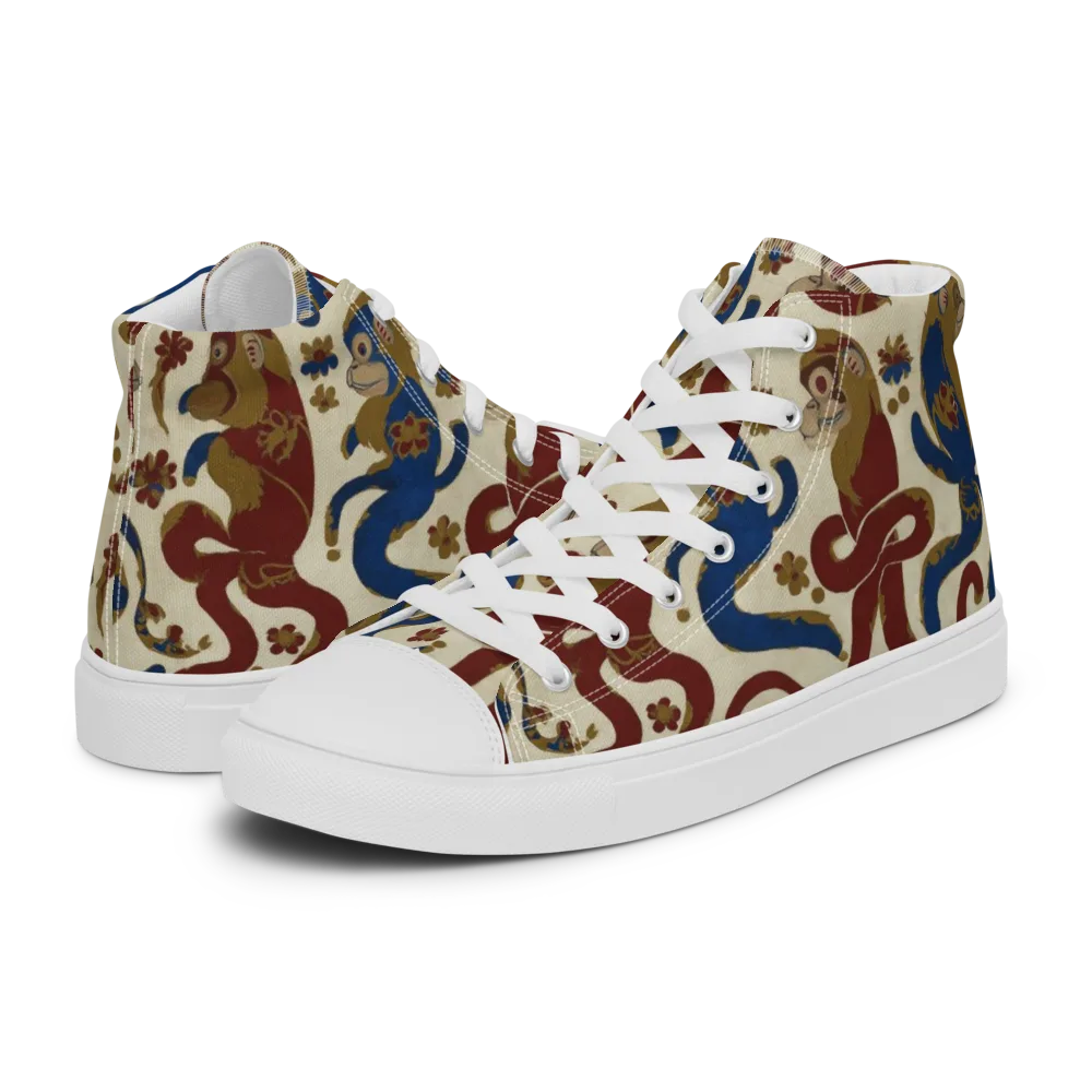 Carnival Macaque on Men's High Top Canvas Shoes — Left