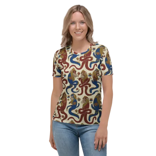 Carnival Macaque on a Women's Crew Neck T-Shirt
