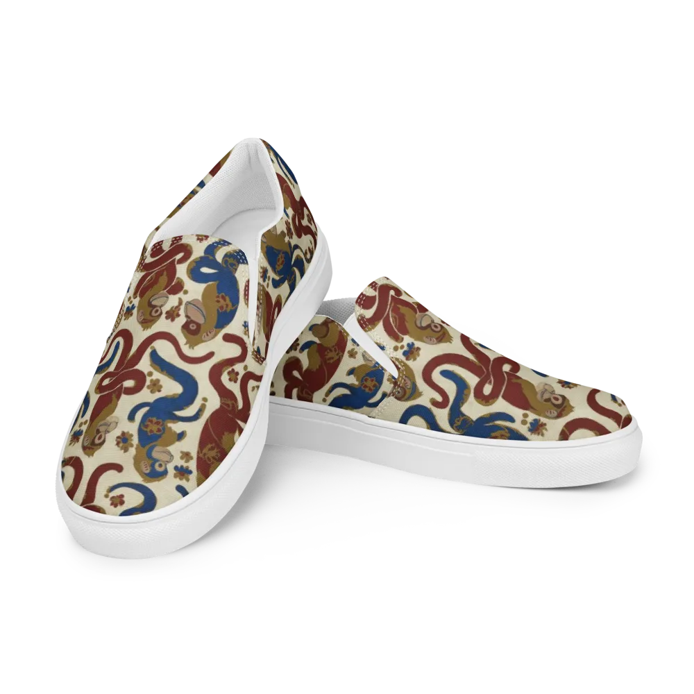 Carnival Macaque on Men's Slip-On Canvas Shoes — Left Front