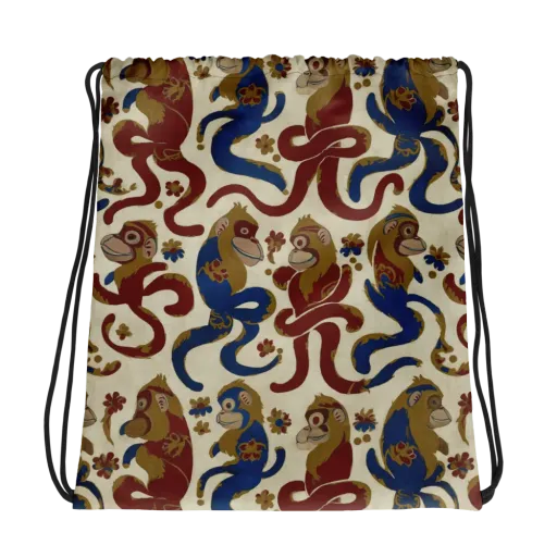 Carnival Macaque on a Drawstring Bag