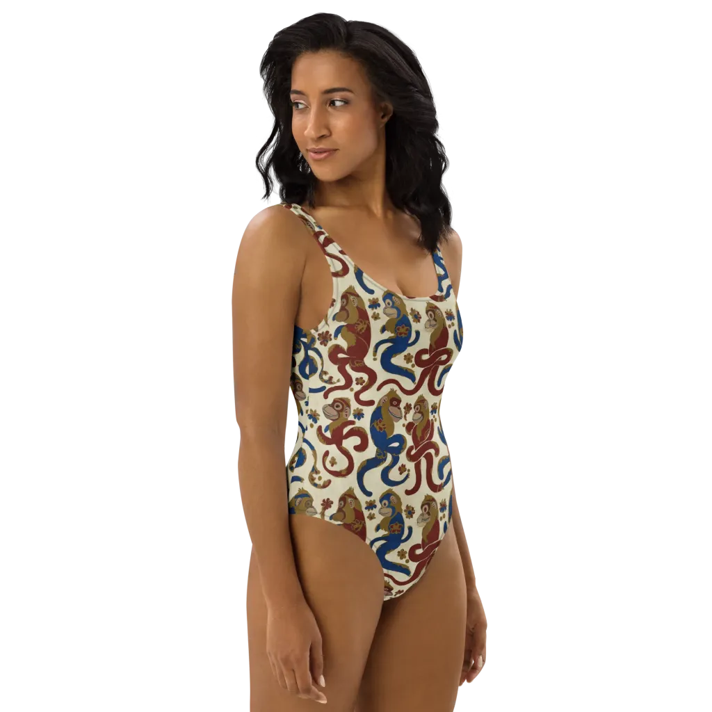 Carnival Macaque on One-Piece Swimsuit — Right