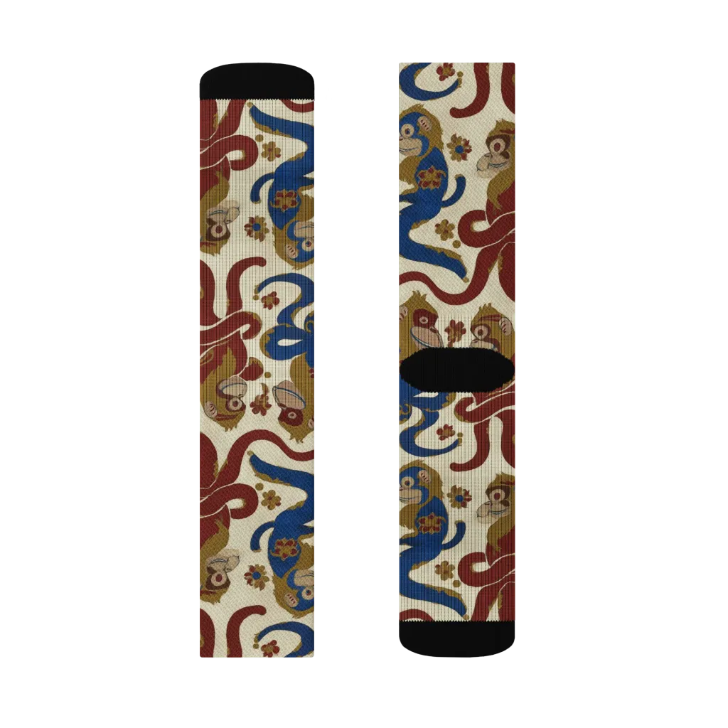 Carnival Macaque on Socks — Right Sock