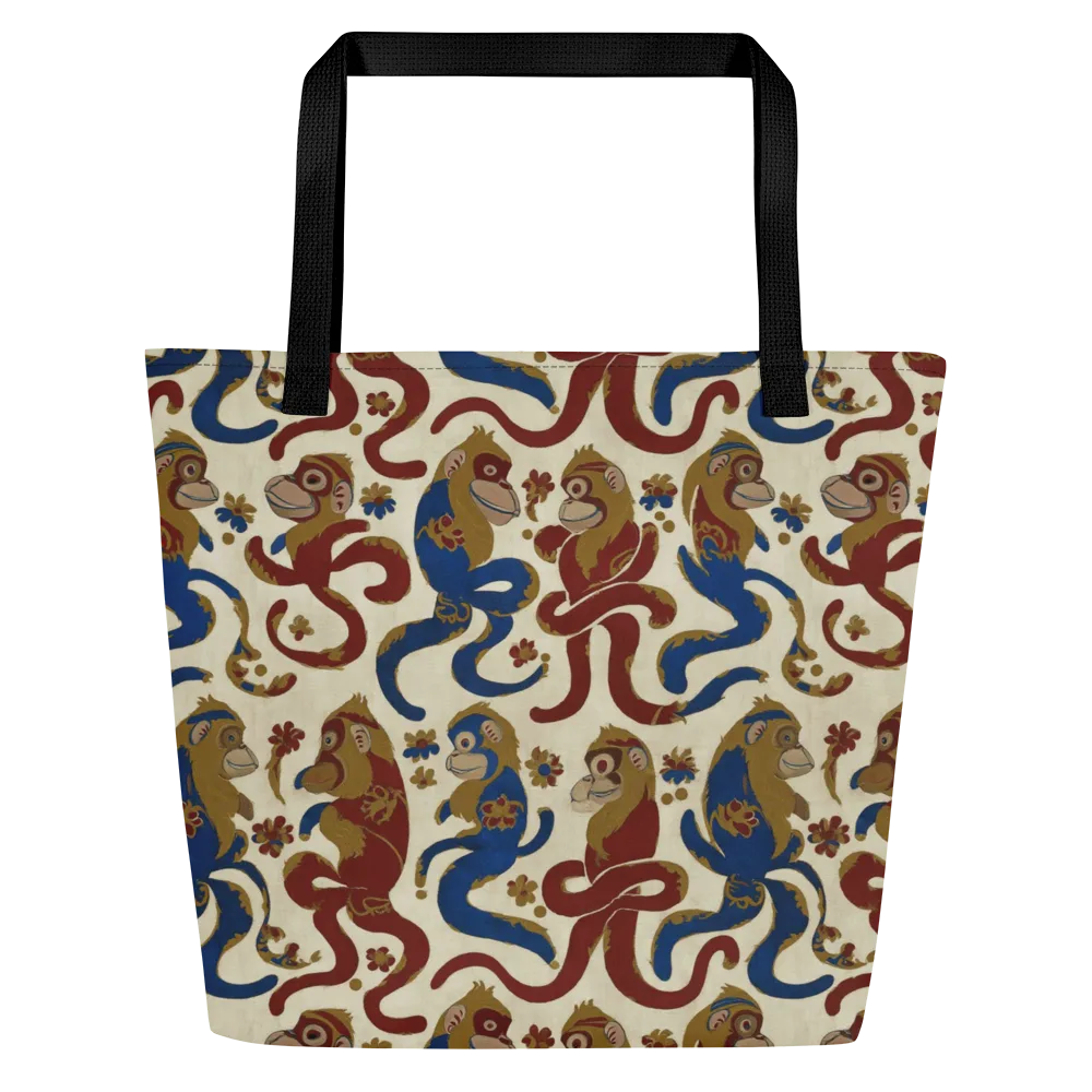 Carnival Macaque on Large Tote Bag W/ Pocket — Front