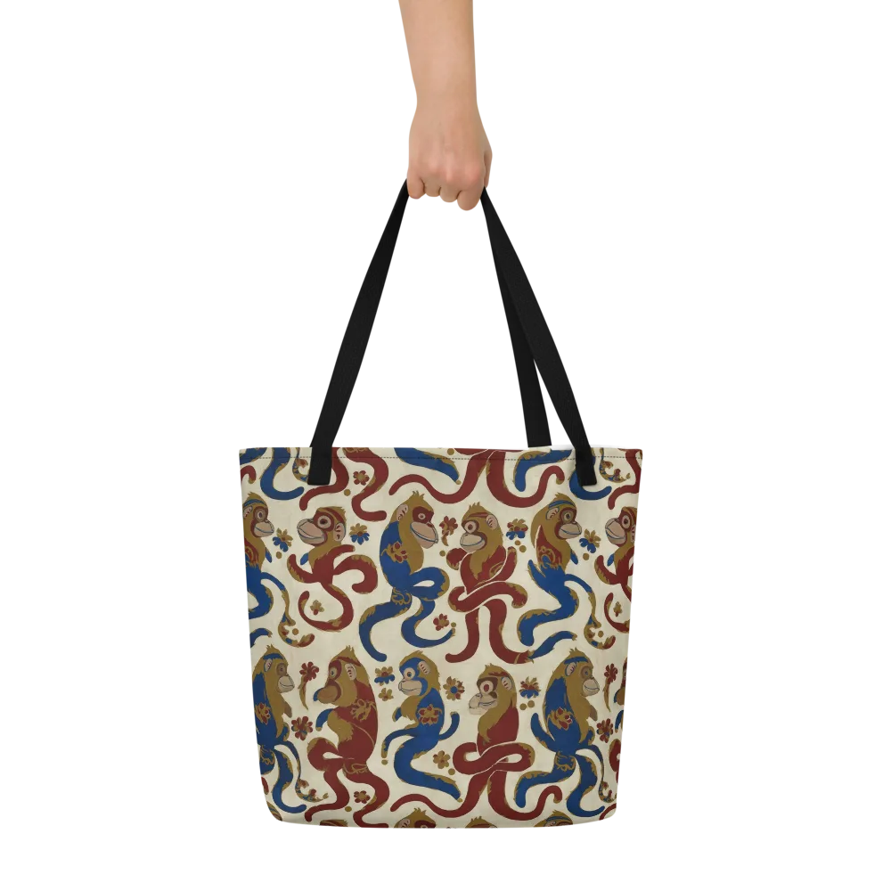 Carnival Macaque on Large Tote Bag W/ Pocket — Front