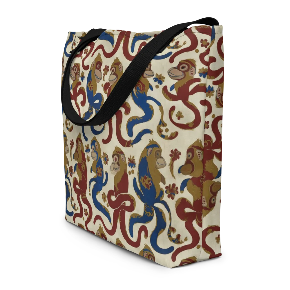 Carnival Macaque on Large Tote Bag W/ Pocket — Front