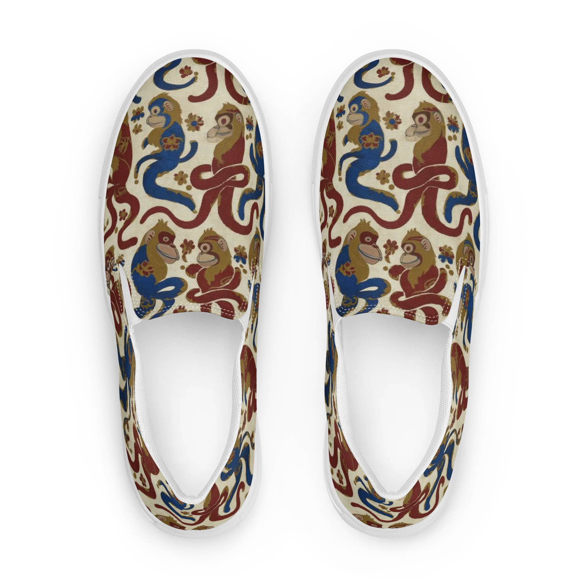 Carnival Macaque on Women's Slip-On Canvas Shoes — Front