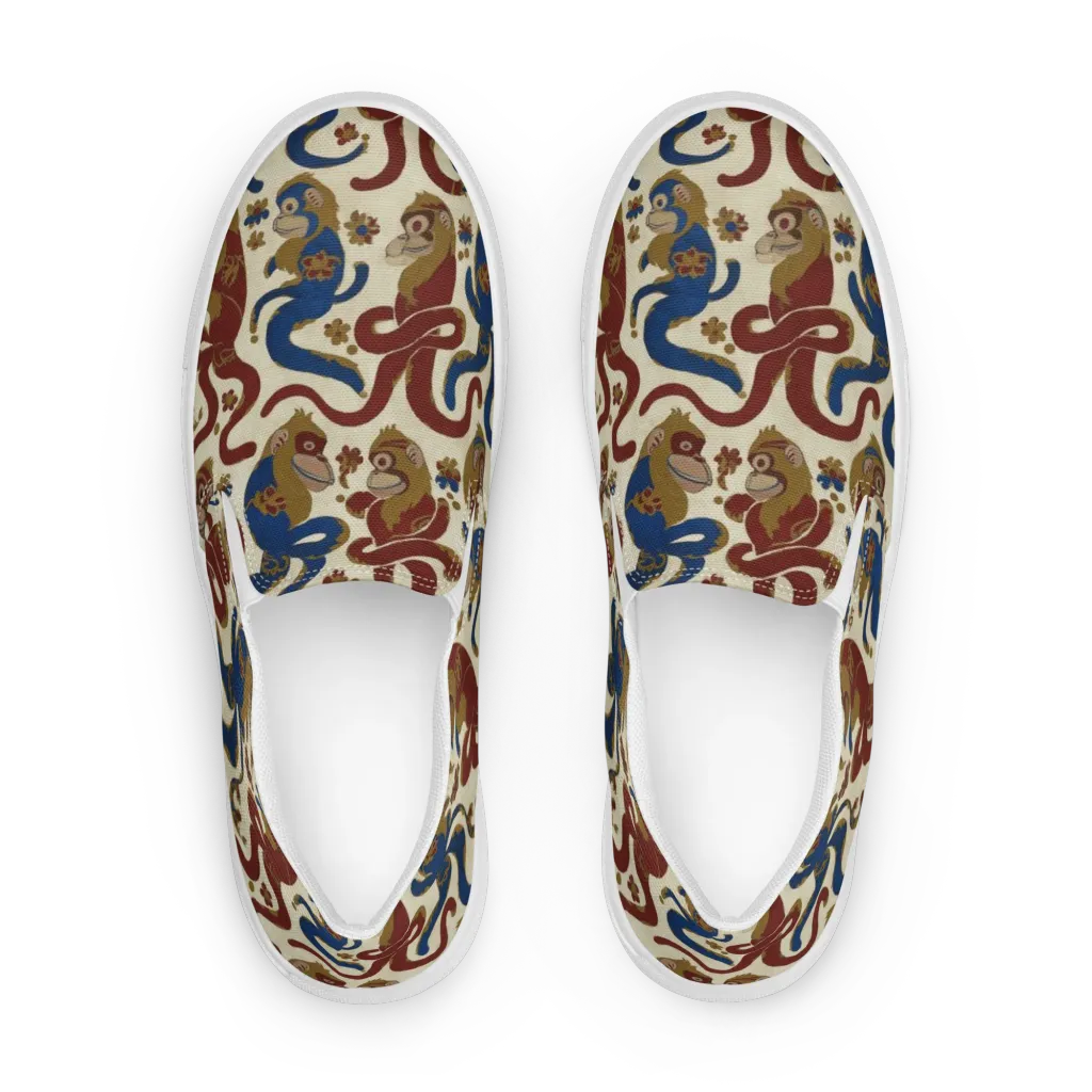 Carnival Macaque on Women's Slip-On Canvas Shoes — Front