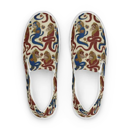 Carnival Macaque on a Women's Slip-On Canvas Shoes