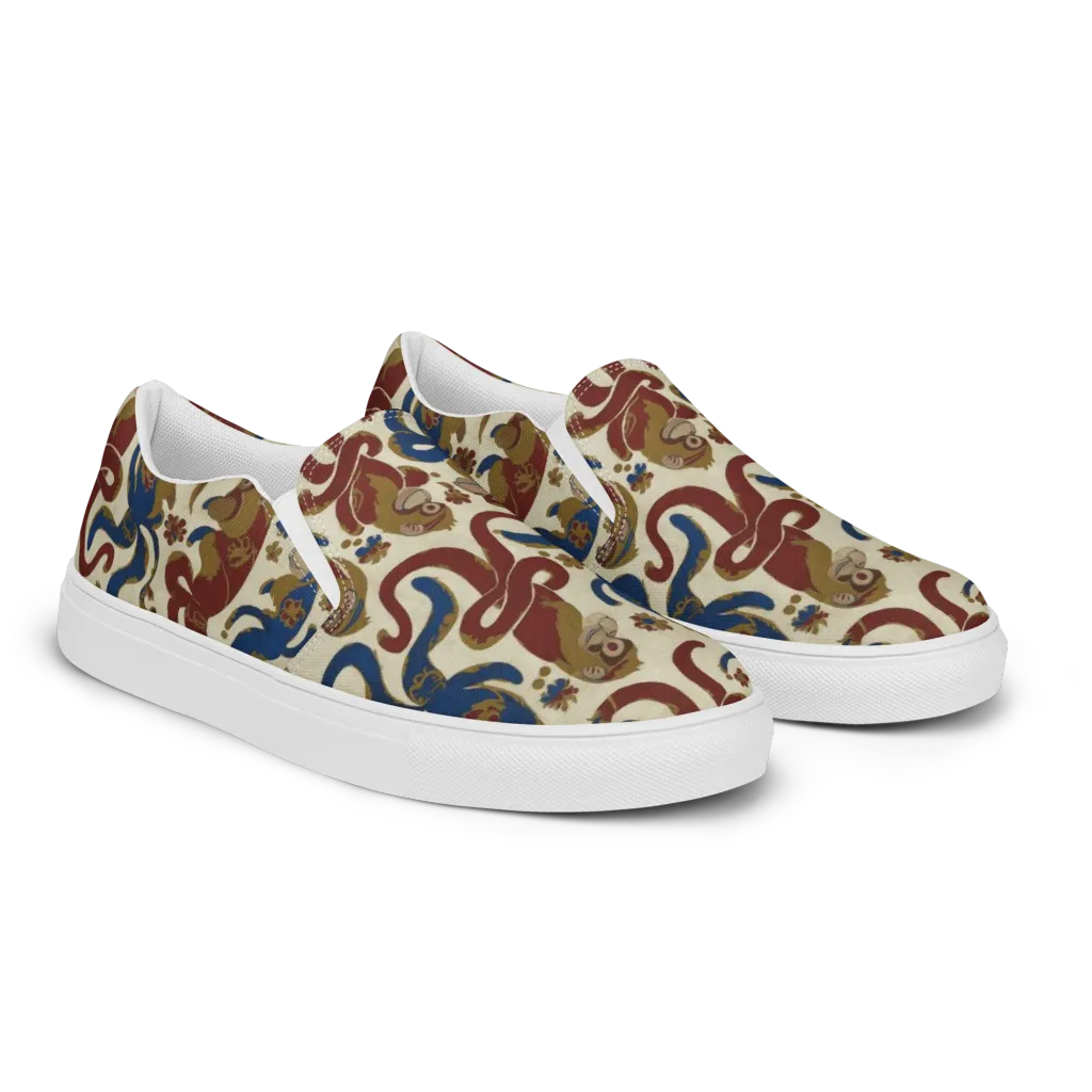 Carnival Macaque on Women's Slip-On Canvas Shoes — Right Front