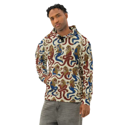 Carnival Macaque on a Cotton Hoodie