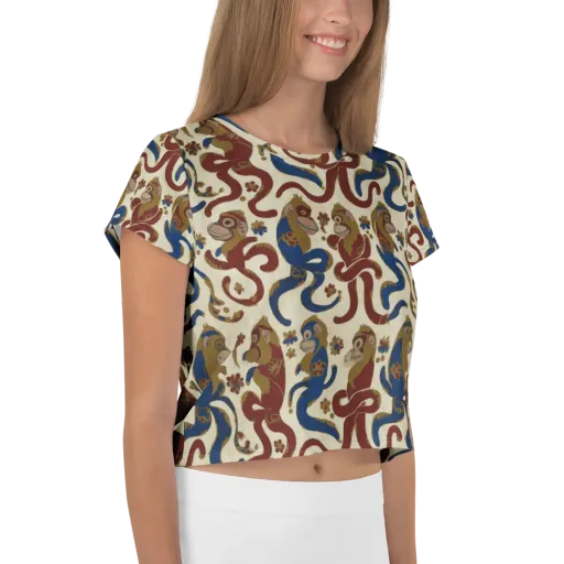 Carnival Macaque on a Crop Tee