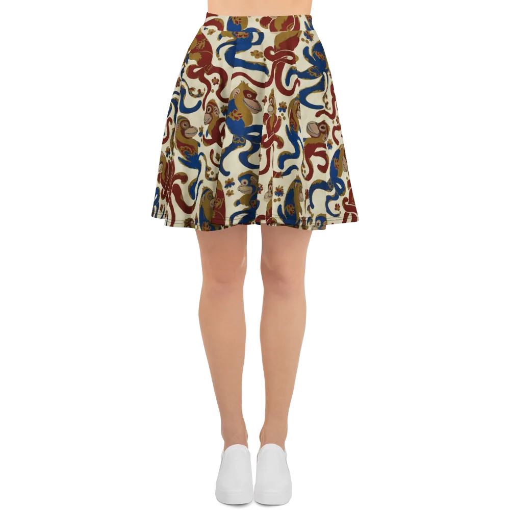 Carnival Macaque on Skater Skirt — Front