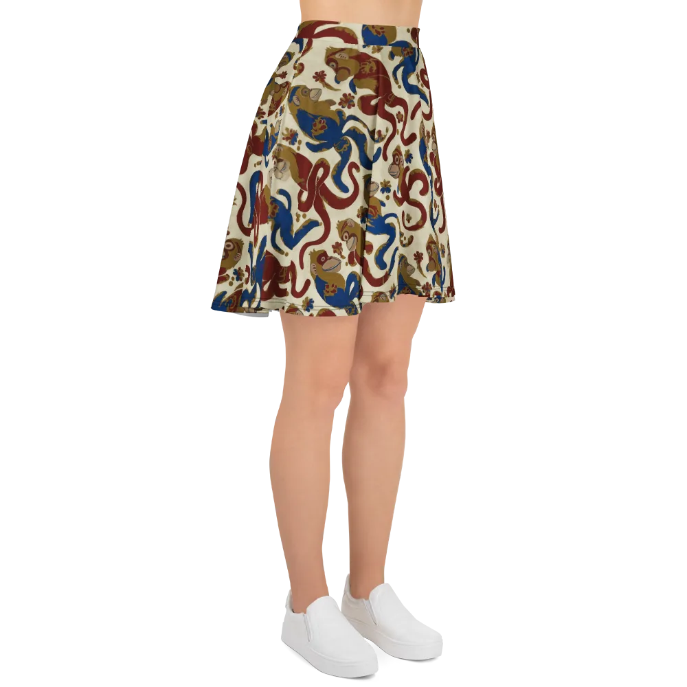 Carnival Macaque on Skater Skirt — Right