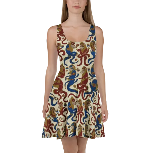 Carnival Macaque on a Skater Dress