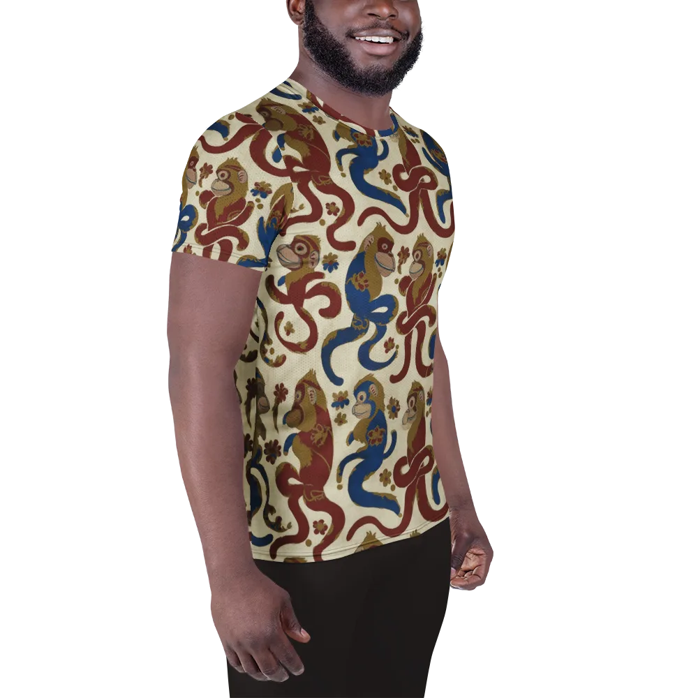 Carnival Macaque on Men's Athletic T-Shirt — Right