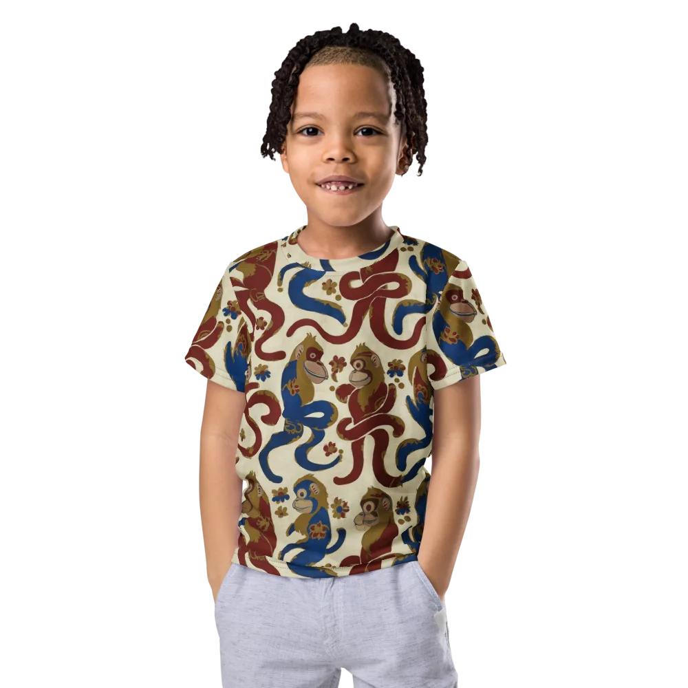 Carnival Macaque on Kids Crew Neck T-Shirt — Front