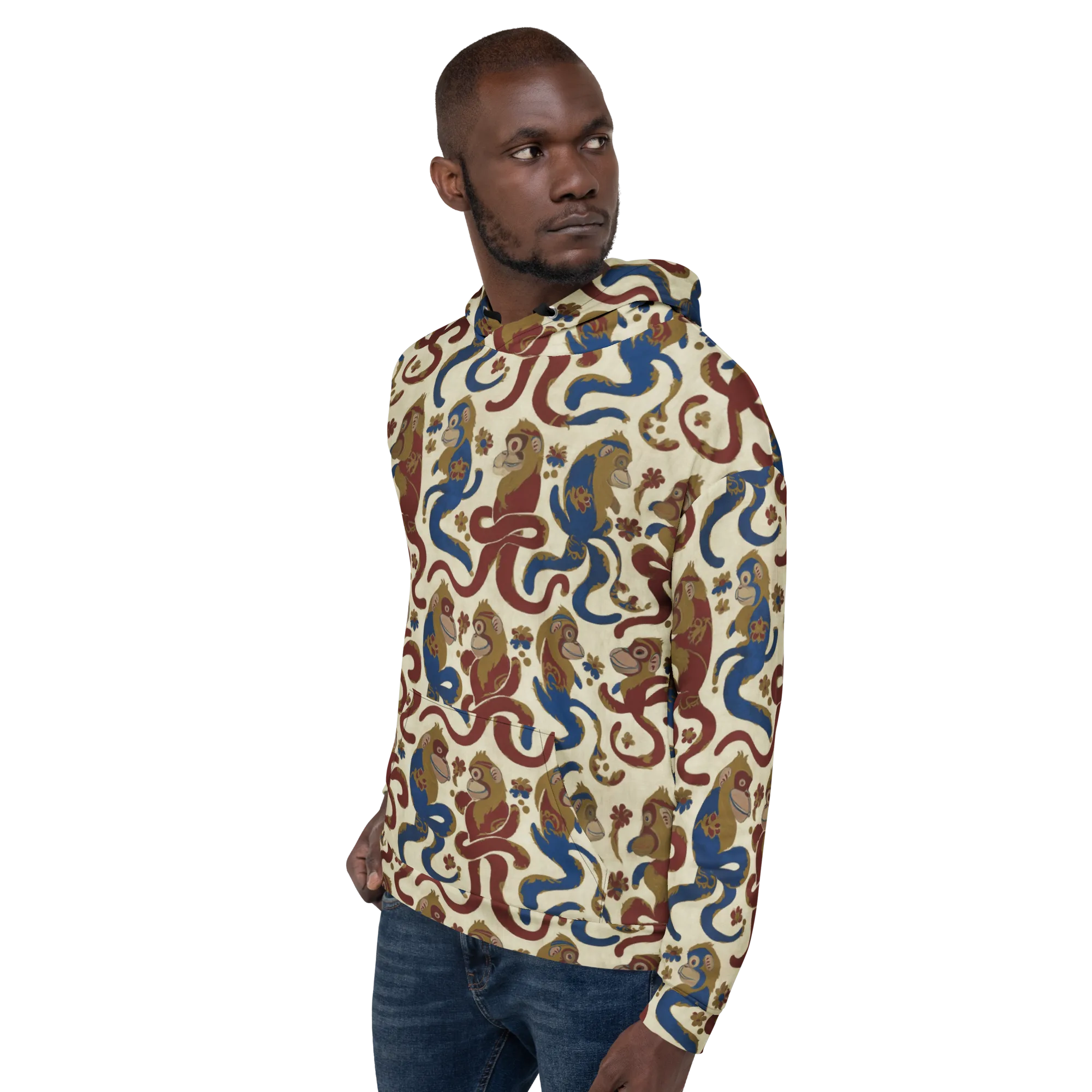 Carnival Macaque on Hoodie — Left