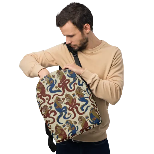 Carnival Macaque on a Minimalist Backpack