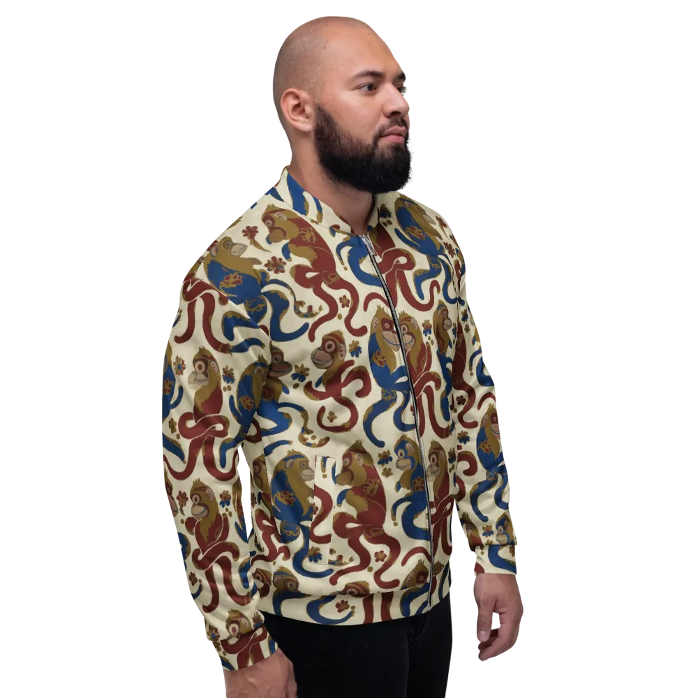 Carnival Macaque on Bomber Jacket — Right