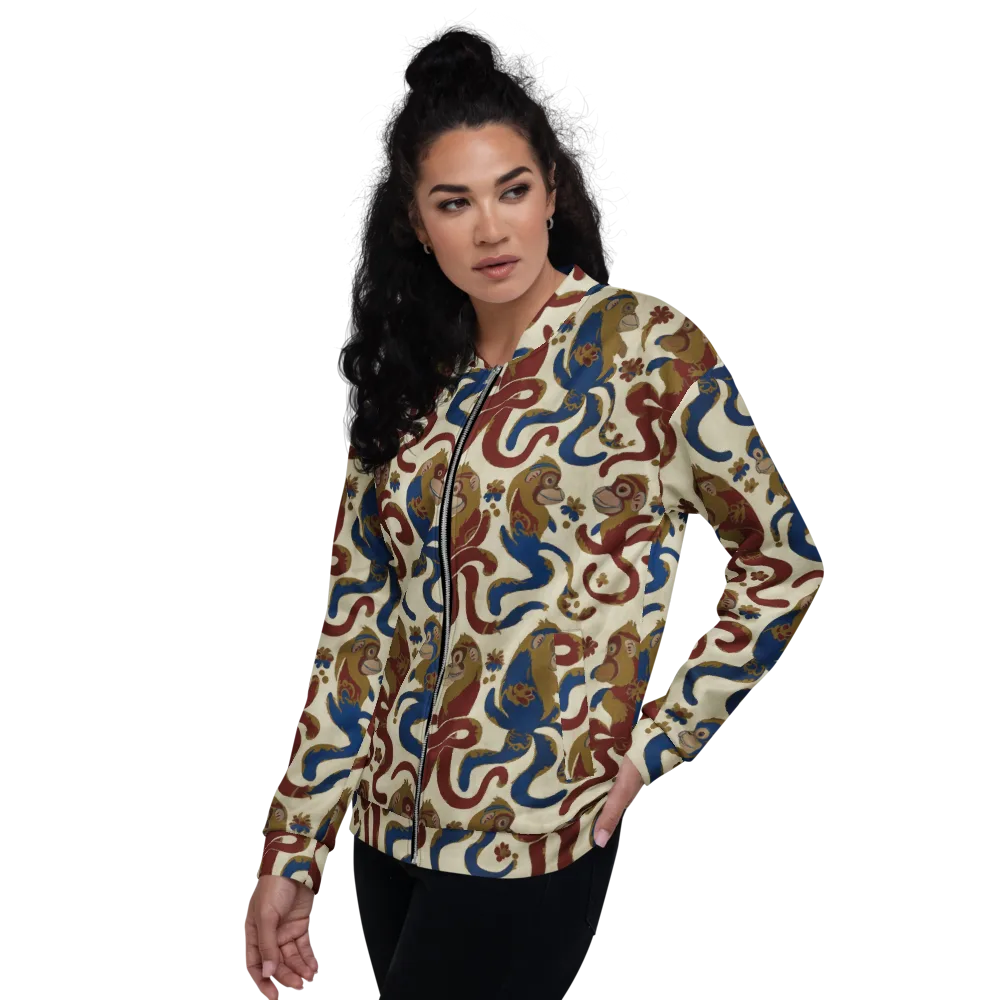 Carnival Macaque on Bomber Jacket — Left