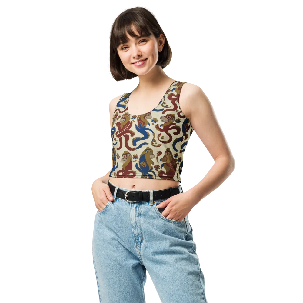 Carnival Macaque on Crop Top — Front