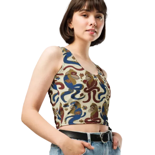 Carnival Macaque on a Crop Top