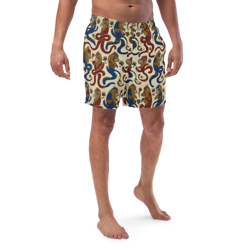 Carnival Macaque on Swim Trunks — Front