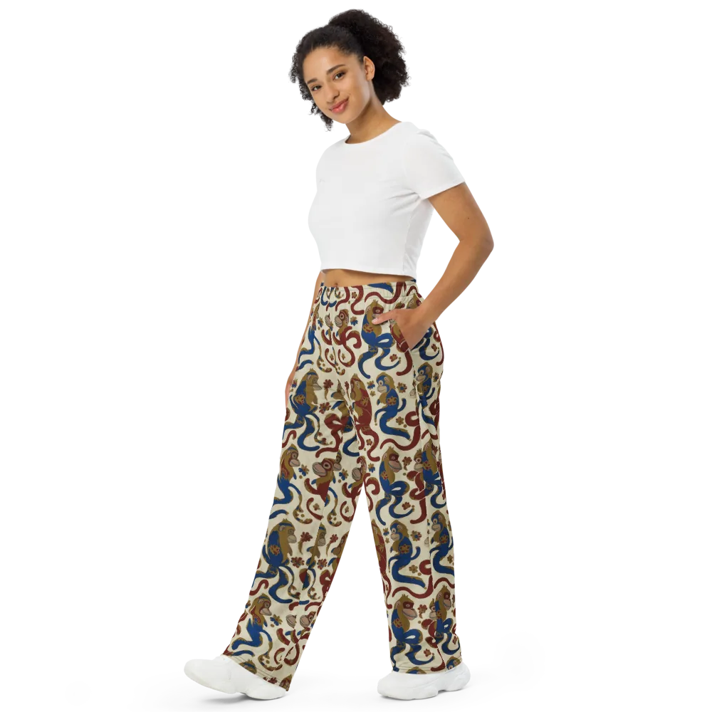 Carnival Macaque on Wide-Leg Pants — Left Front
